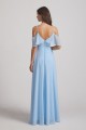 Flowy Chiffon Long Bohemian Cold Shoulder Bridesmaid Dresses