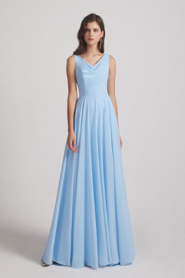 Sleeveless Cowl Chiffon A-Line Bridesmaid Dresses