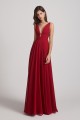 Straps Long Chiffon Plunging V-Neck Bridesmaid Dresses