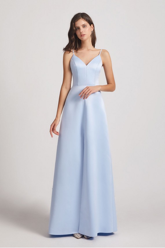 V-Neck Spaghetti Straps Sexy Bridesmaid Dresses with Front Slit