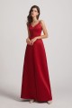 A-Line V-Neck Spaghetti Straps Satin Bridesmaid Dresses with Front Slit