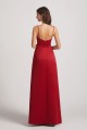 A-Line V-Neck Spaghetti Straps Satin Bridesmaid Dresses with Front Slit