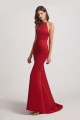 Satin Halter Criss-Cross Back Trumpet Bridesmaid Dresses