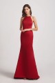 Satin Halter Criss-Cross Back Trumpet Bridesmaid Dresses