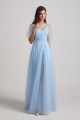 Princess V-Neck Long Flutter Sleeve Bridesmaid Dresses with Open Back