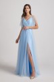 Princess V-Neck Long Flutter Sleeve Bridesmaid Dresses with Open Back