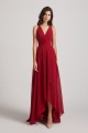 Straps V-Neck Chiffon Country High Low Bridesmaid Dresses