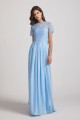 Jewel Short Sleeves Chiffon Lace Bridesmaid Dresses