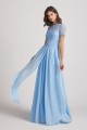 Jewel Short Sleeves Chiffon Lace Bridesmaid Dresses