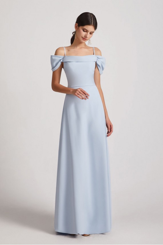 Maxi Length Cold Shoulder A-Line Bridesmaid Dresses