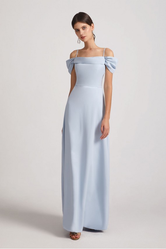 Maxi Length Cold Shoulder A-Line Bridesmaid Dresses