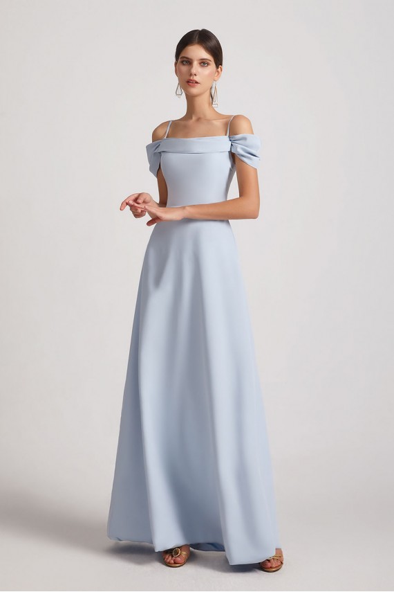 Maxi Length Cold Shoulder A-Line Bridesmaid Dresses