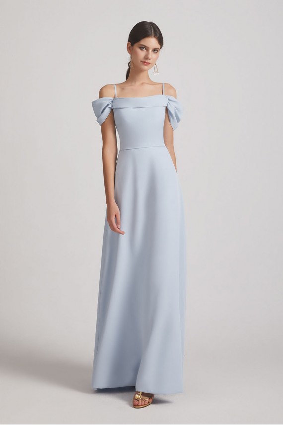 Maxi Length Cold Shoulder A-Line Bridesmaid Dresses