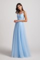 Spaghetti Straps V-Neck Pleated Long Tulle Bridesmaid Dresses