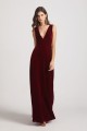 Bold Velvet Bridesmaid Dress with Daring Deep V Neck