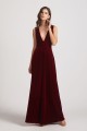 Bold Velvet Bridesmaid Dress with Daring Deep V Neck